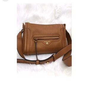 Michael Kors Brown Crossbody Carine Pebbled Leather Bag